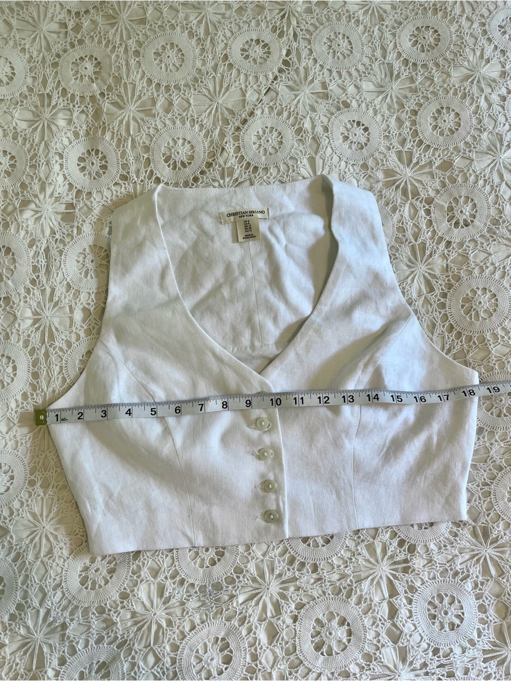 Christian Seriano white linen button-up vest top - Picture 5 of 7
